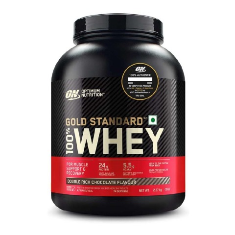 ON (Optimum Nutrition) Gold Standard 100% Whey Protein, 2.27 kg (5 lb), Double Rich Chocolate (Double Rich Chocolate)